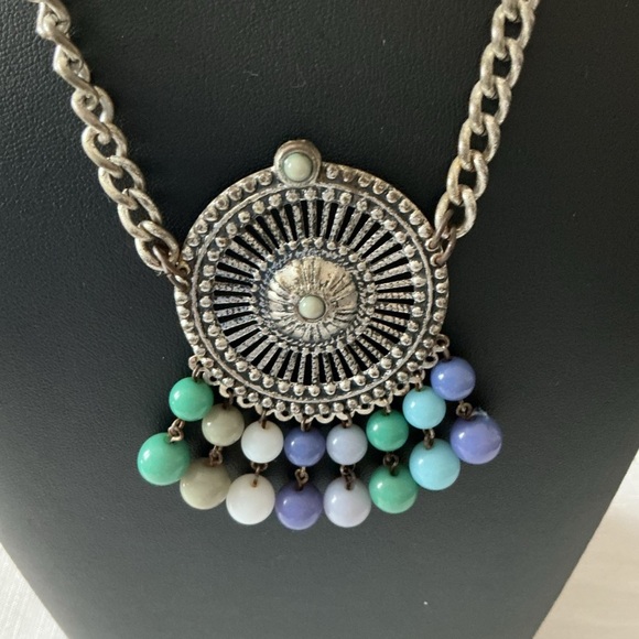 Turquoise Tone Silver Tone Necklace - Picture 2 of 4